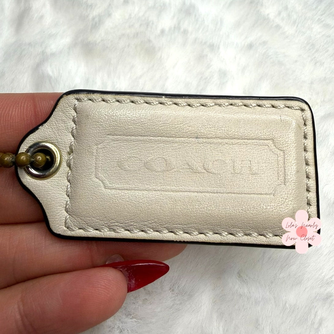 2" COACH Ivory Fob Bag Charm Hang tag Hangtag