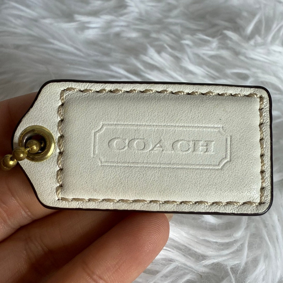 2" COACH White Fob Bag Charm Hang tag Hangtag