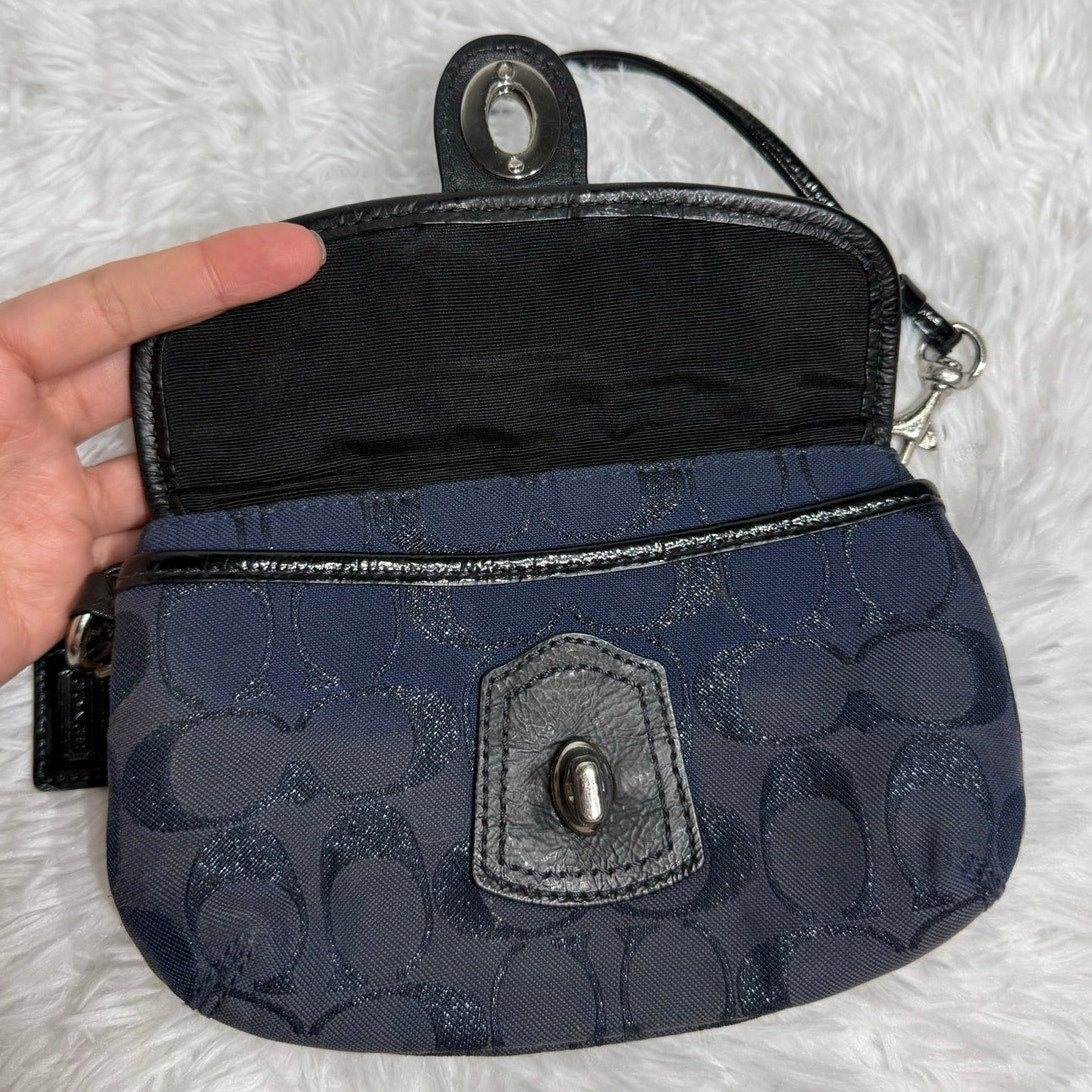 y2k Coach Turnlock Blue Glitter Wristlet