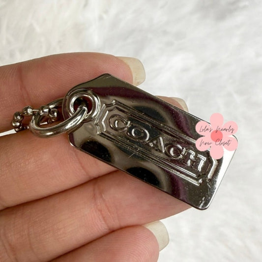 1" COACH Metal Silver Fob Bag Charm Hang tag Hangtag