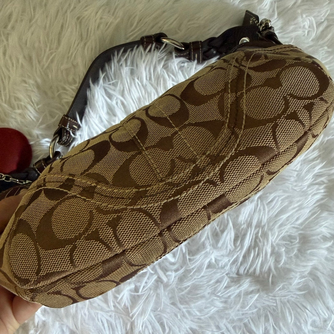 y2k COACH 2006 Brown Signature Hobo Shoulder Bag