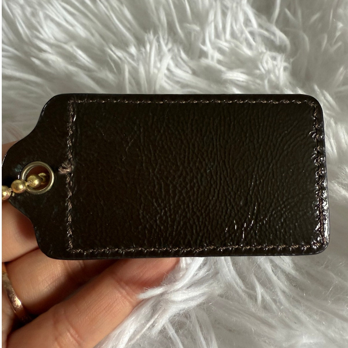 3" COACH Brown Fob Bag Charm Hang tag Hangtag