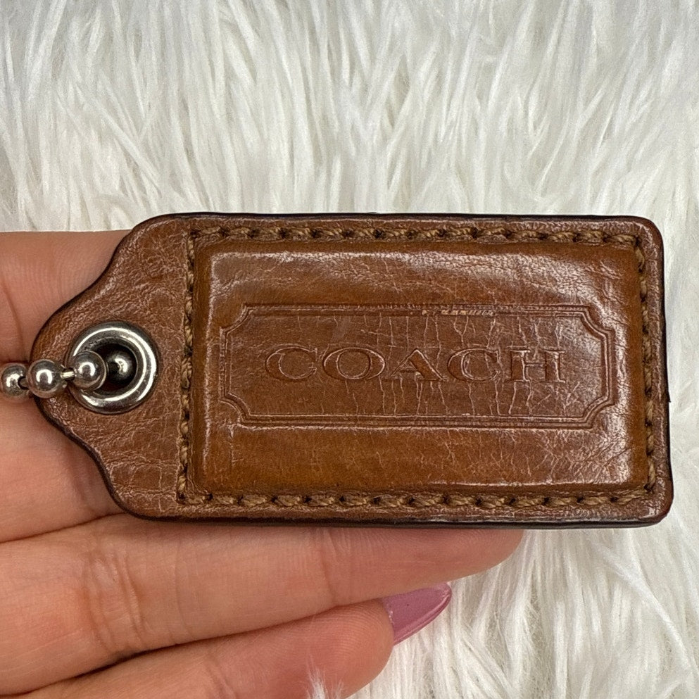 2" COACH Brown Fob Bag Charm Hang tag Hangtag