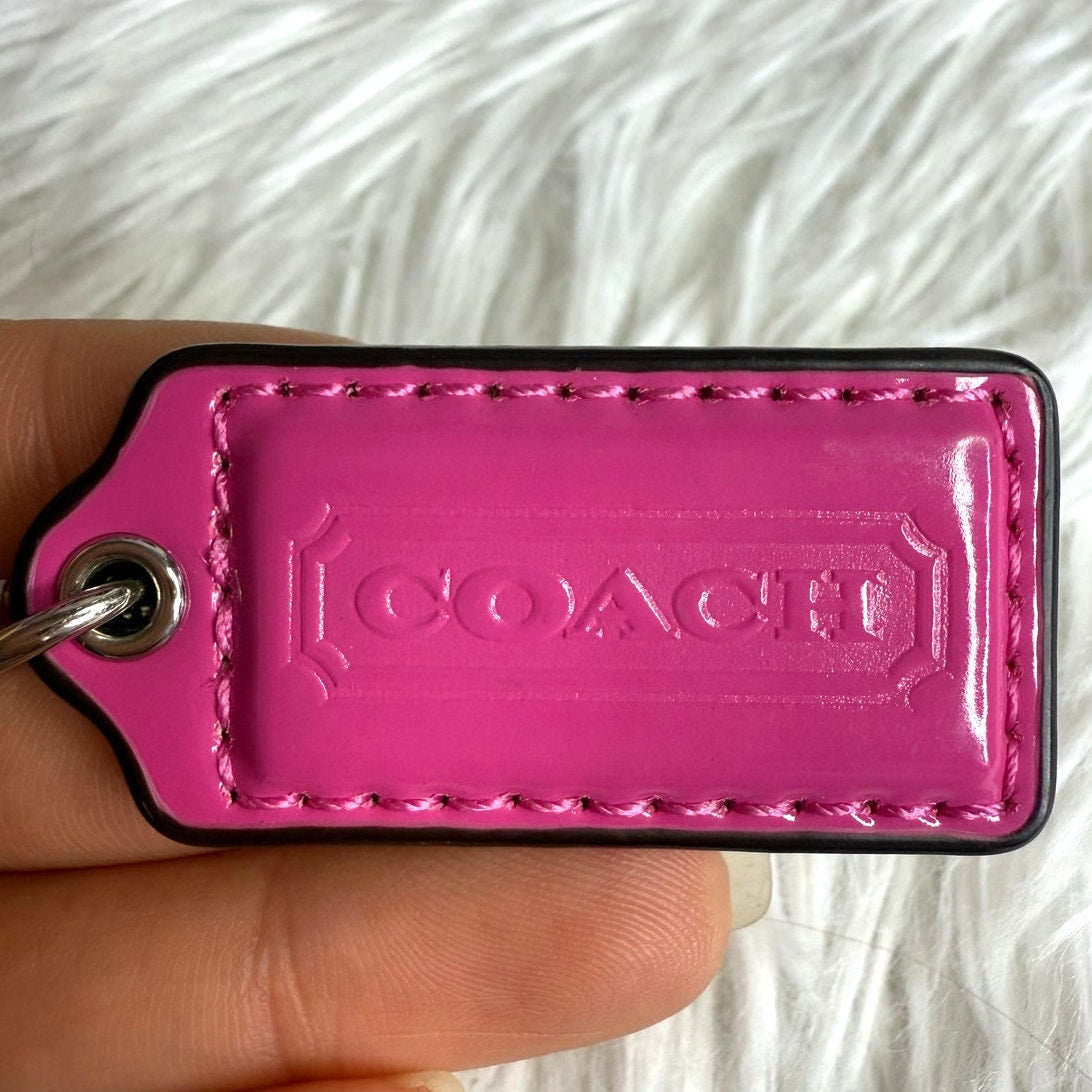1.5" COACH Hot Pink Fob Bag Charm Hang tag Hangtag