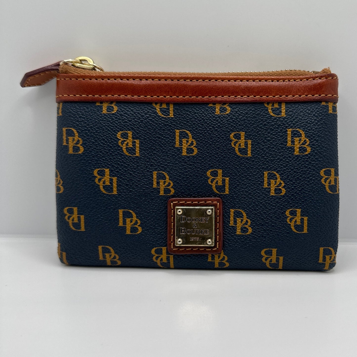 DOONEY & BOURKE Blue Brown Signature Pouch Case with Keychain