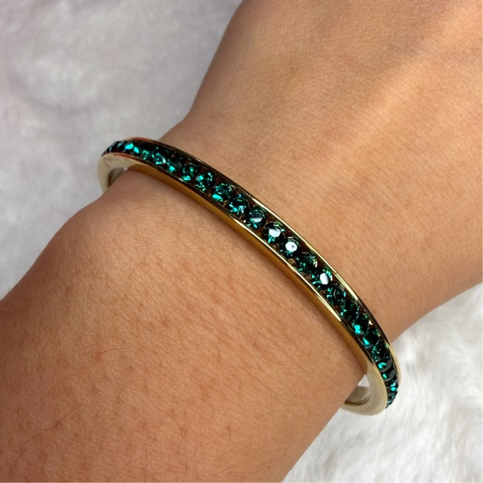 Coach Pave Crystal 96416 gold-tone bangle bracelet crystal hinge