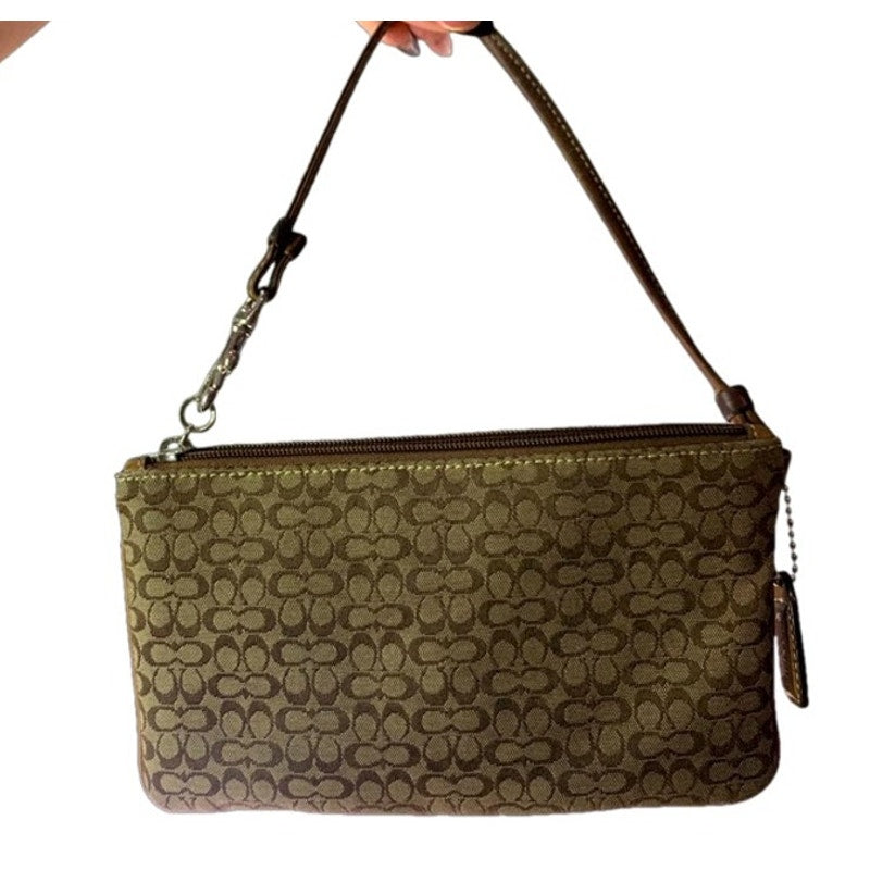 y2k COACH Brown Signature Canvas Wristlet