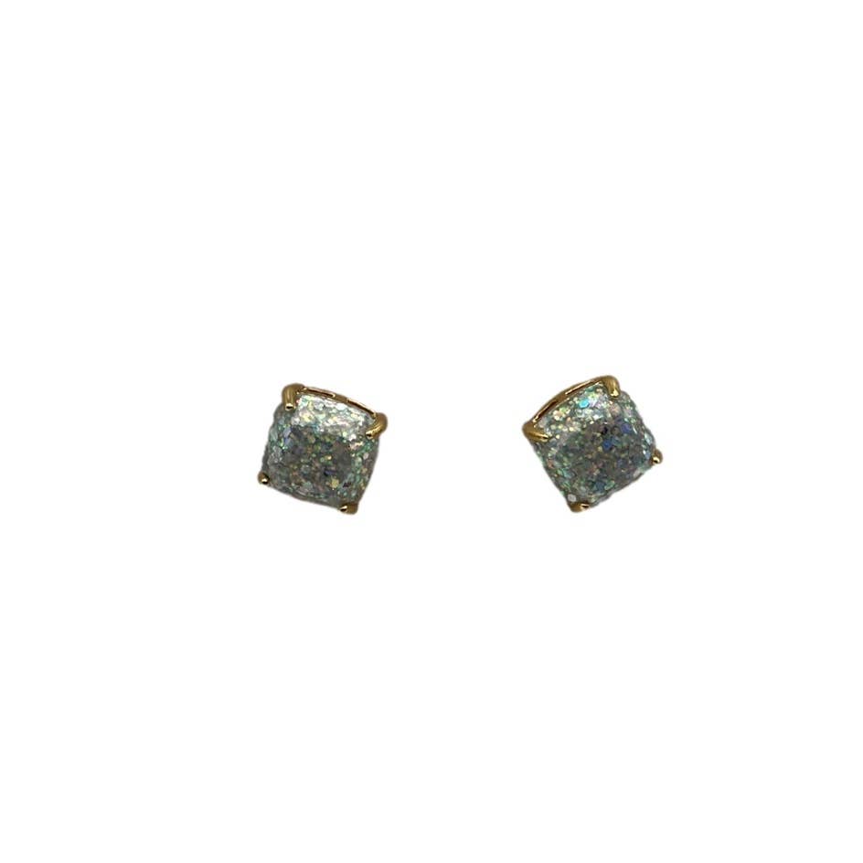 KATE SPADE New York Gold Plated Opal Glitter Small Squared Stud Earrings