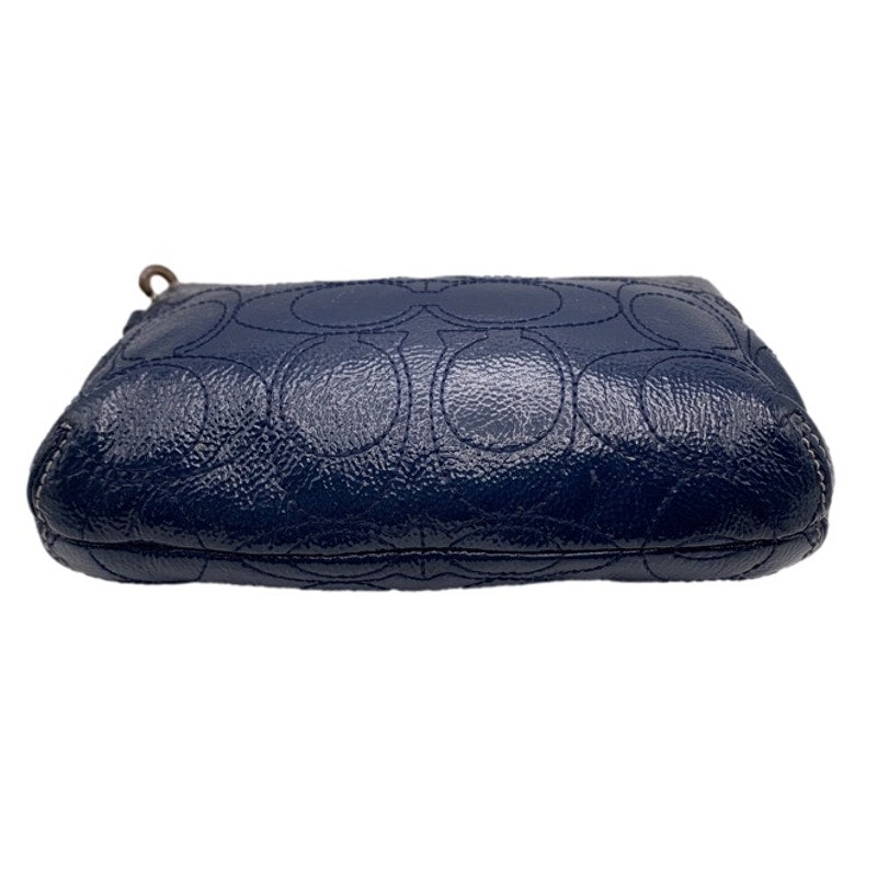 SALE COACH Blue Signature Patent Leather Wristlet
