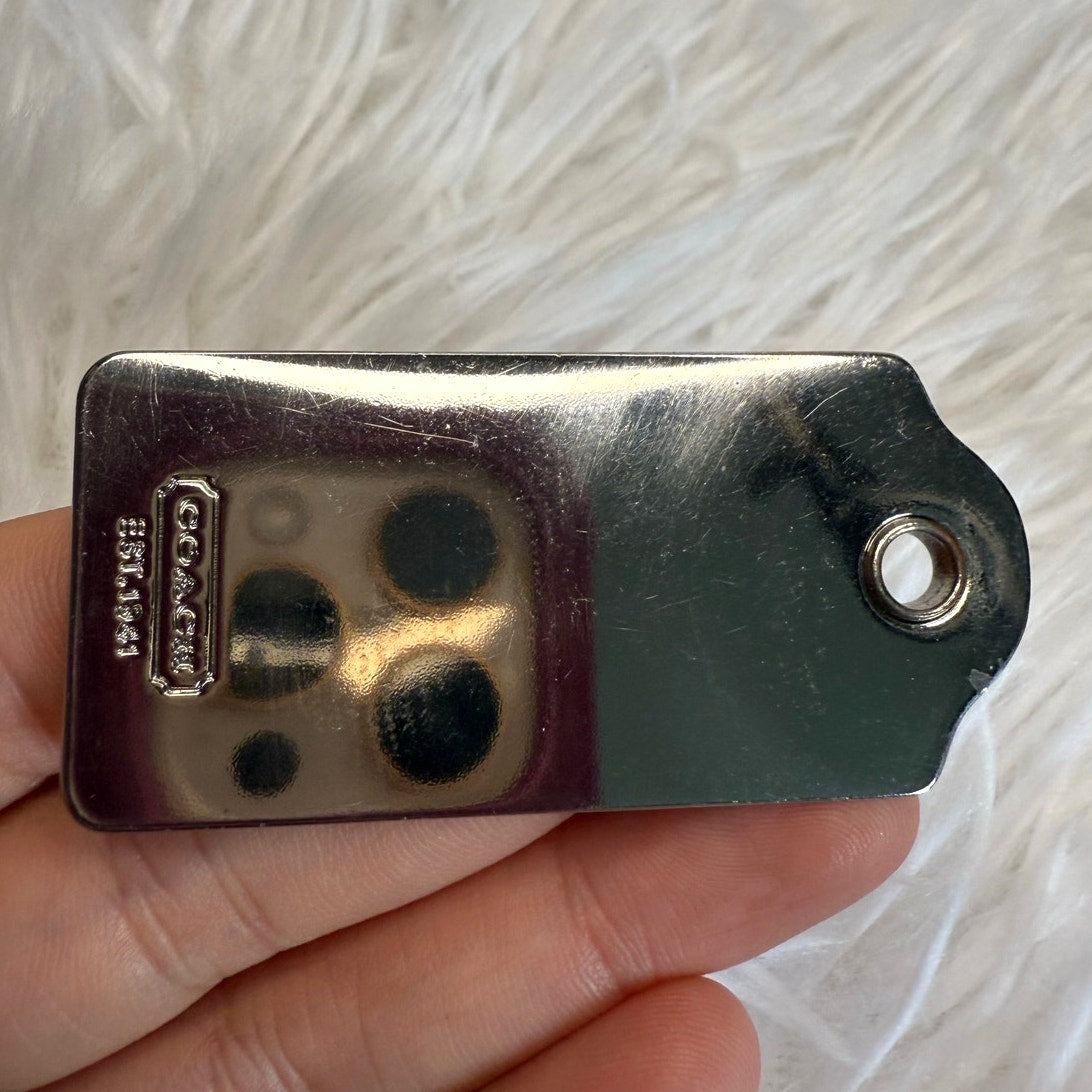 2” COACH Silver Fob Bag Charm Hang tag Hangtag