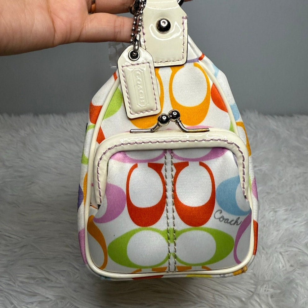 y2k COACH Multicolored Scribble Signature Kisslock Mini Bag Shoulder Bag