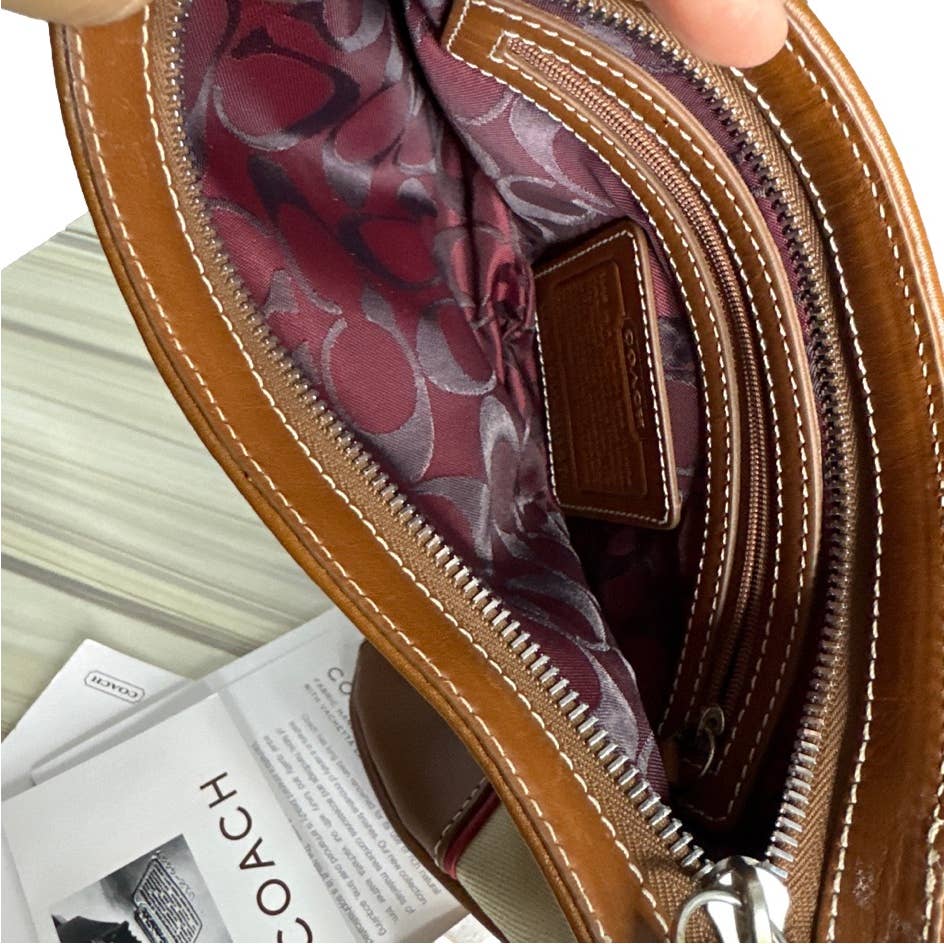 Vintage COACH Classic Stripe Denim Hobo Shoulder Bag with Matching Wristlet