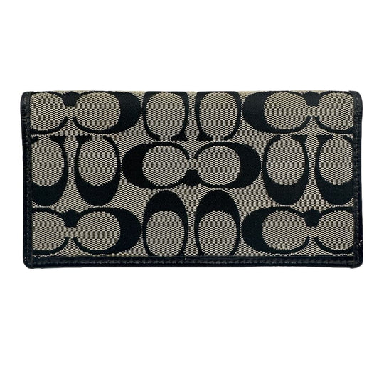 COACH Black and Gray Signature Canvas Checkbook Holder