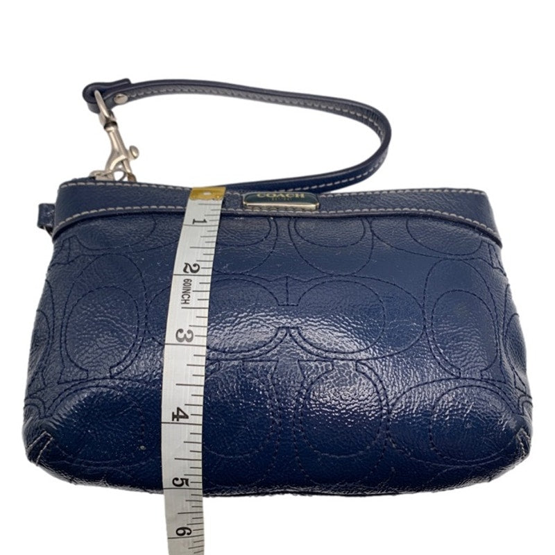 SALE COACH Blue Signature Patent Leather Wristlet