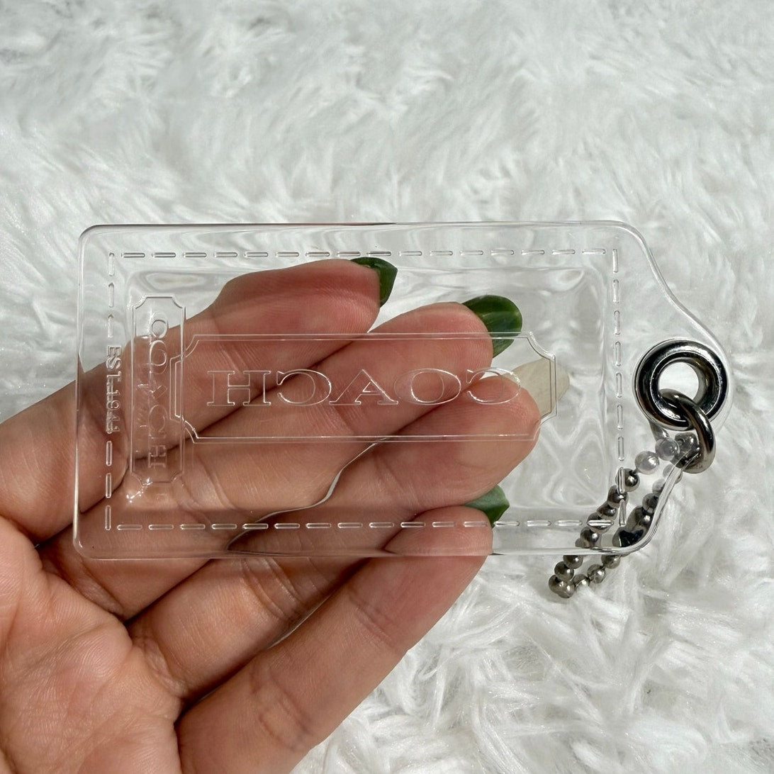 3" COACH Poppy Clear Fob Bag Charm Hang tag Hangtag