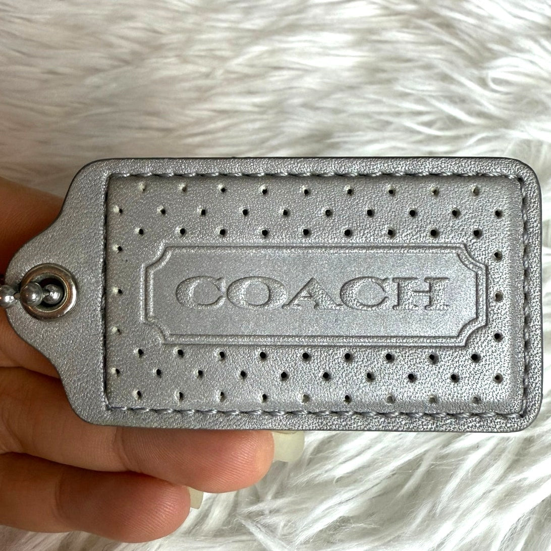 3" COACH Gray Fob Bag Charm Hang tag Hangtag