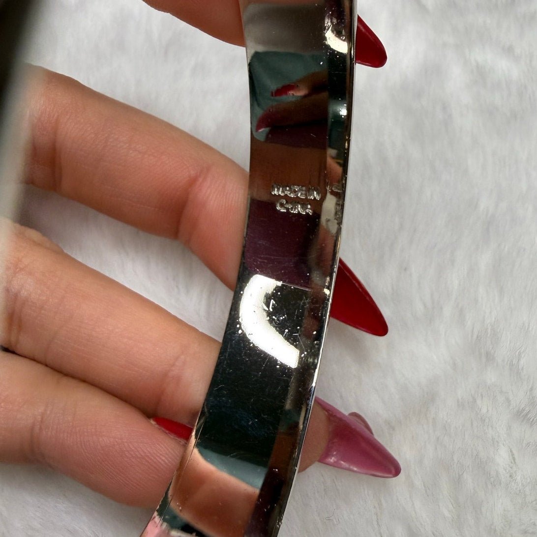 COACH Silver-Tone Quilted C Bangle Bracelet