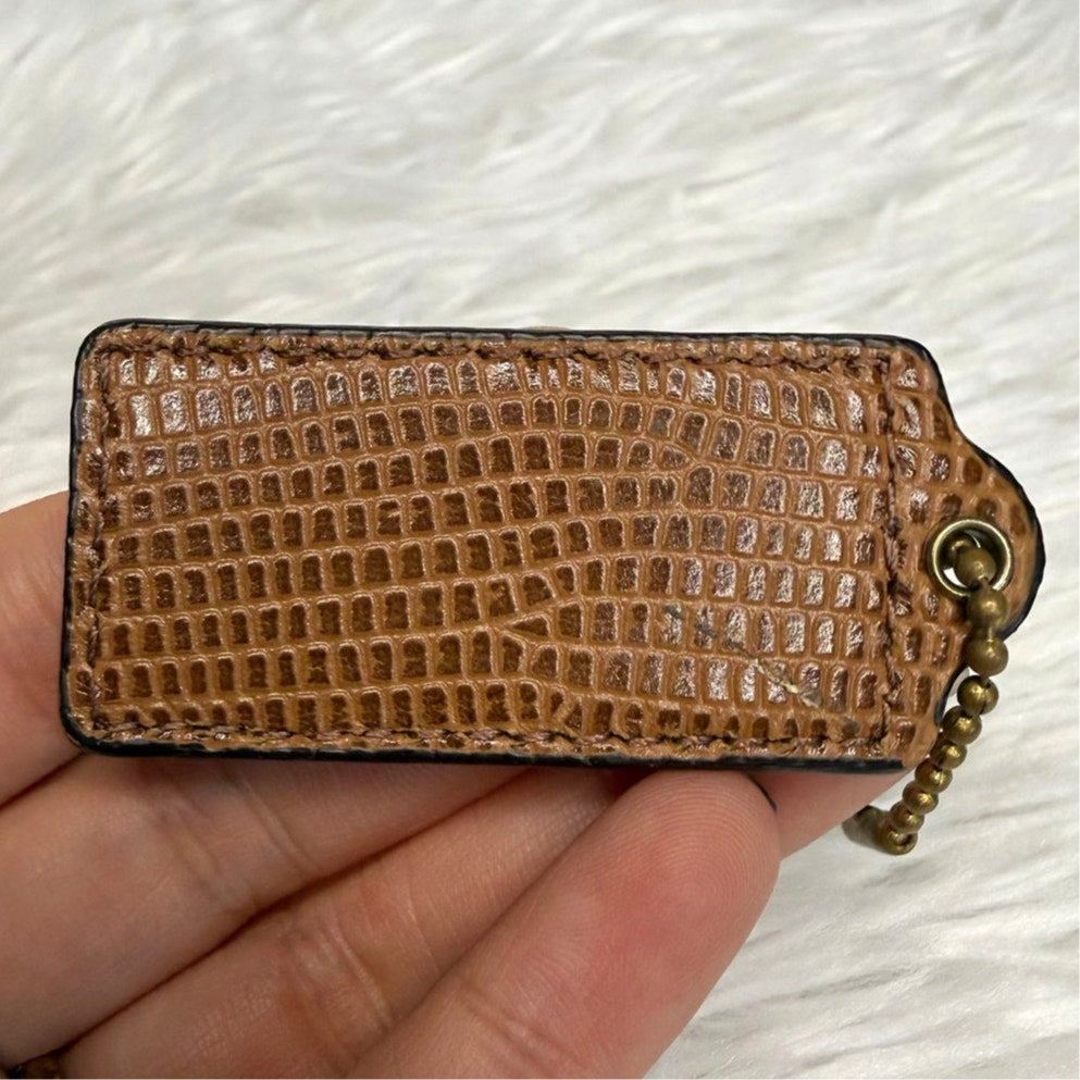 2” COACH Brown Snakeskin Exotic Leather Fob Bag Charm Hang tag Hangtag
