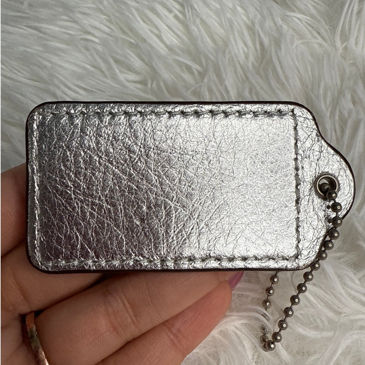 2.5" COACH Silver Fob Bag Charm Hang tag Hangtag