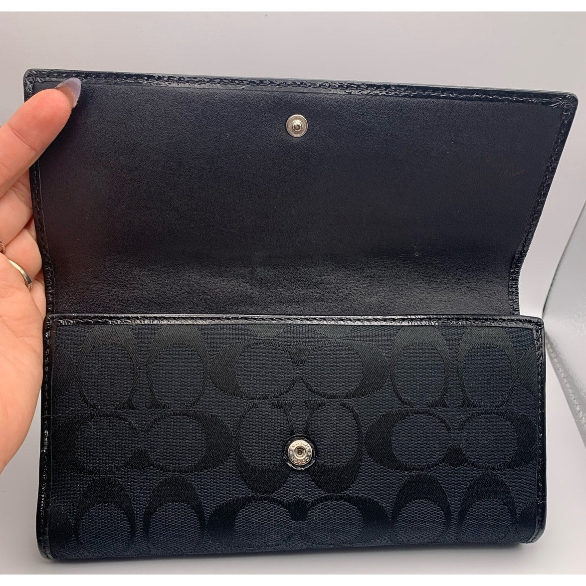COACH Black Signature Canvas Wallet