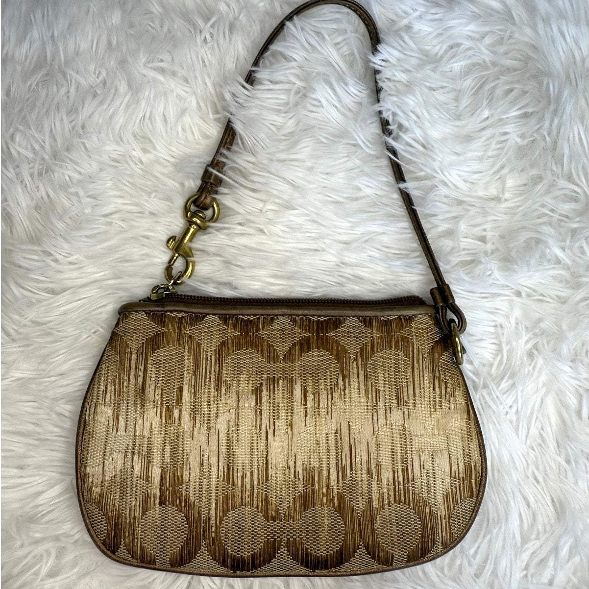 COACH Brown Signature Wristlet