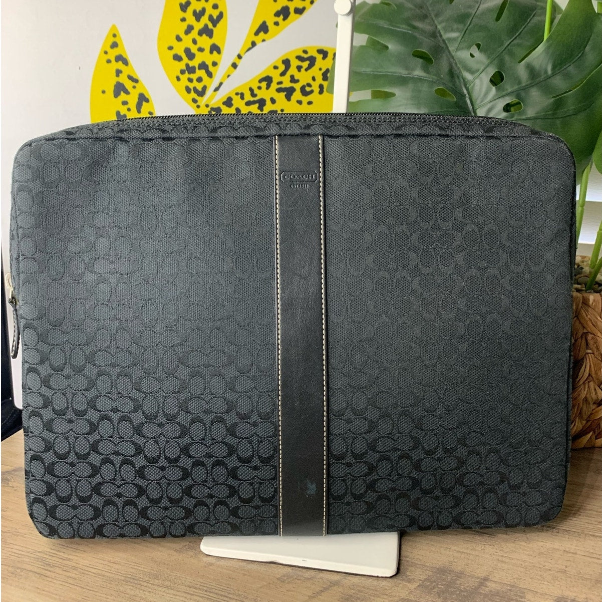 COACH Black Signature Canvas Laptop Case Sleeve Protector