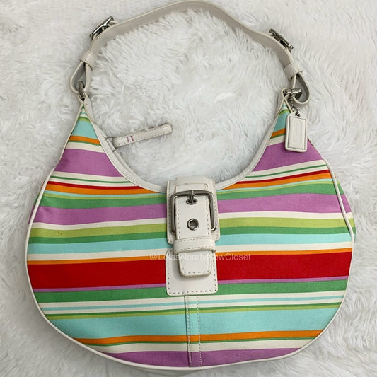 y2k Coach Hamptons Stripe Hobo Shoulder Bag