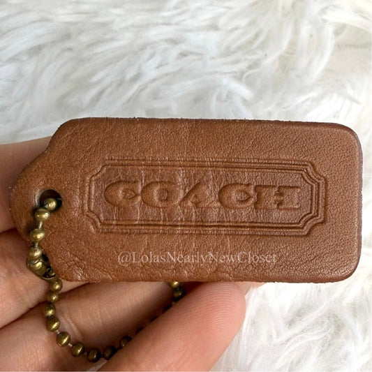 2"  Vintage COACH British Tan Fob Bag Charm Hang tag Hangtag