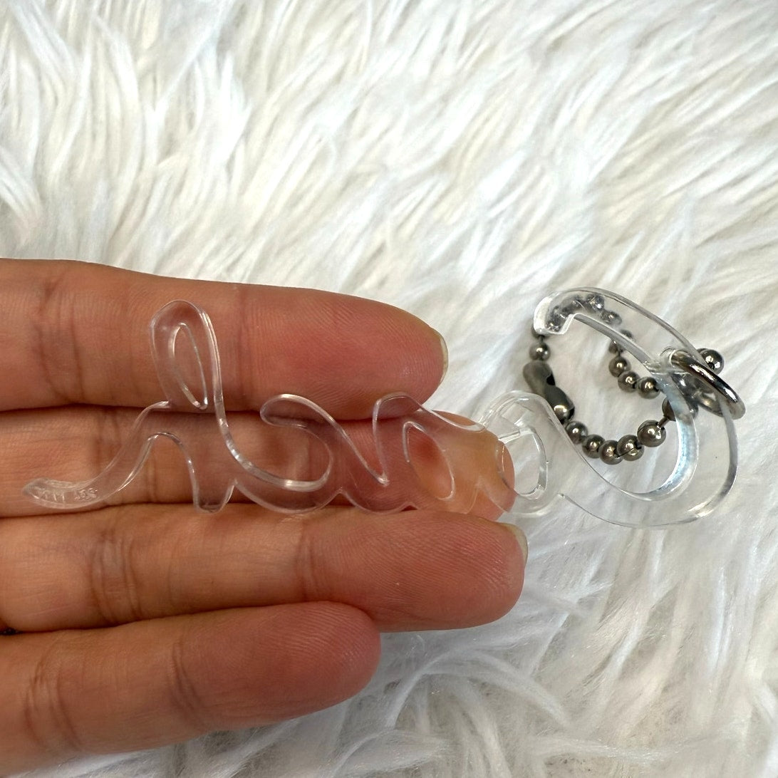 3” COACH Poppy Clear Script Fob Bag Charm Hang tag Hangtag