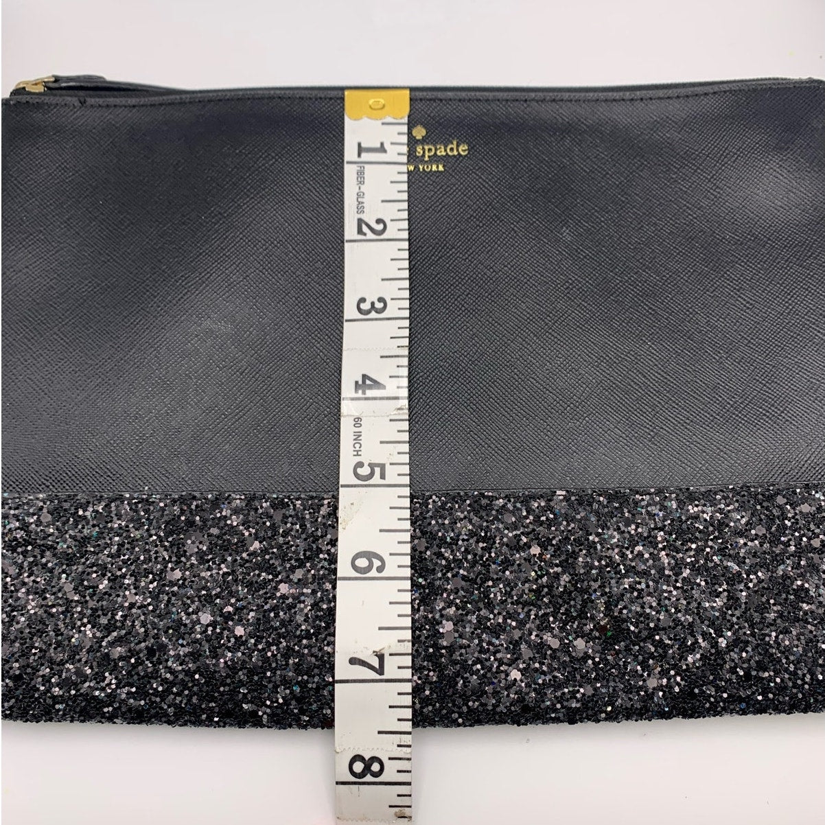 Kate Spade New York Black Glitter Pouch Make up Cosmetic Bag