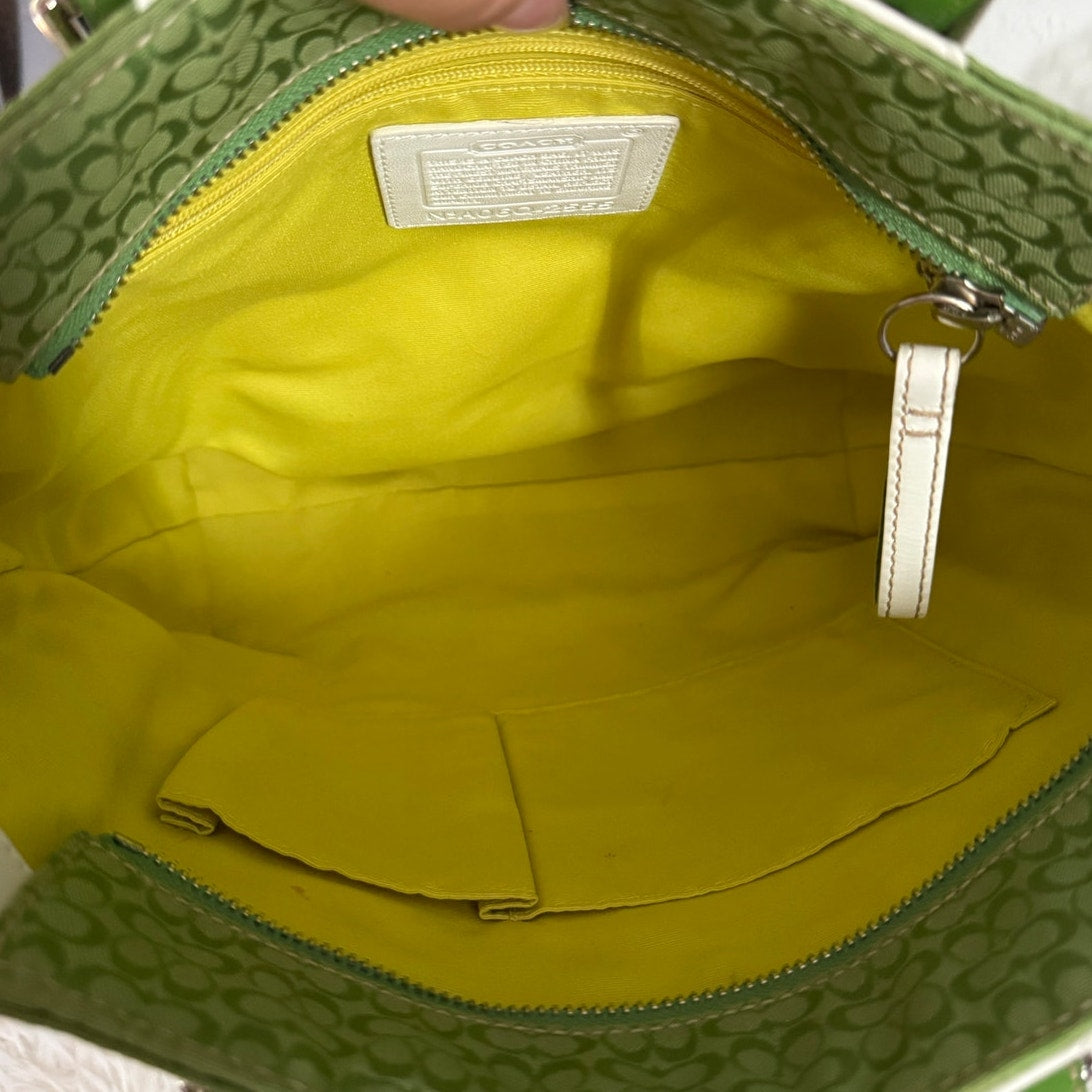 y2k Coach Vintage 2006 Green Zebra Strips Print Tote