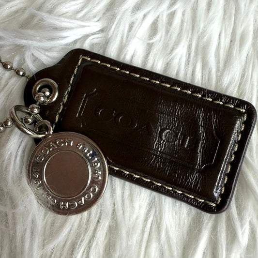 2" COACH Set of 2 Brown Fob Bag Charm Hang tag Hangtag
