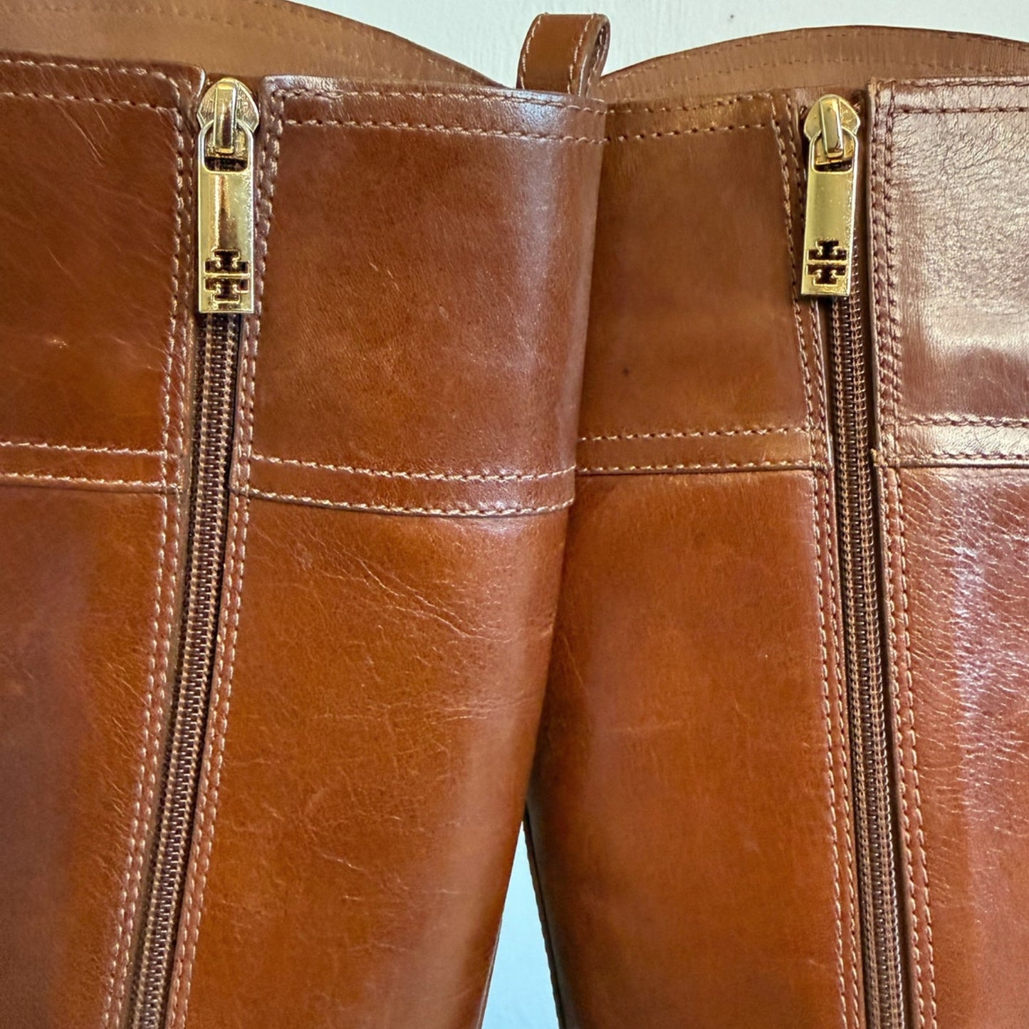 Tory Burch BRITA Riding Boot, Sienna Brown Leather Wmns Sz US6M, MSRP$495