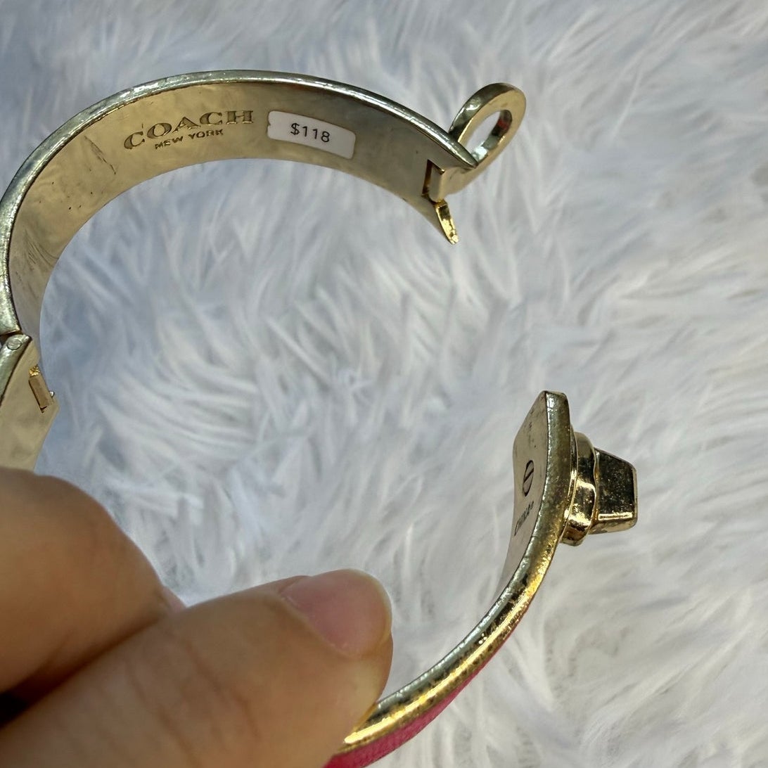 COACH Leather Turn Lock Hinges Bangle Bracelet