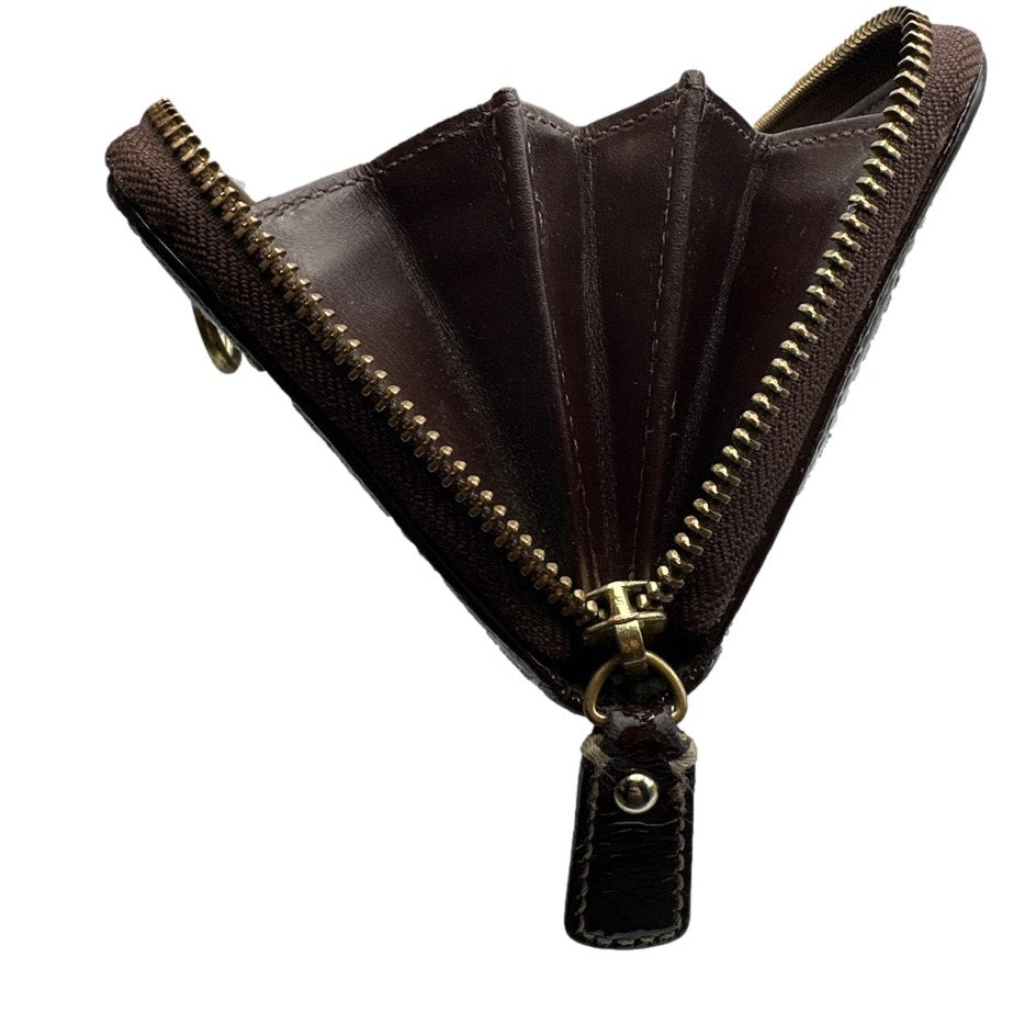 COACH Legacy Signature Brown Coated Canvas Zip Around Wallet