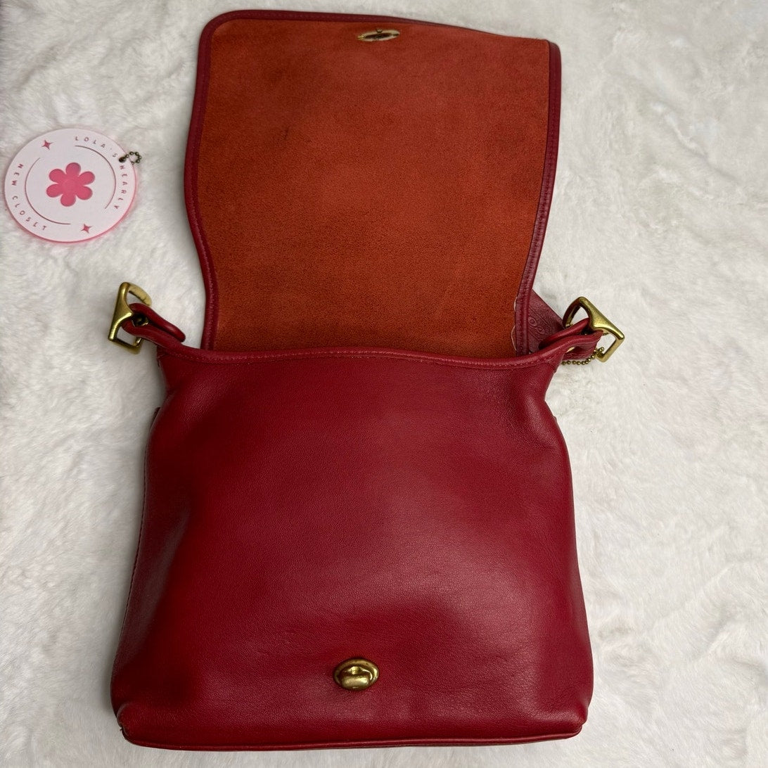 Vintage Coach y2k Red Legacy Companion Flap Crossbody Shoulder Bag