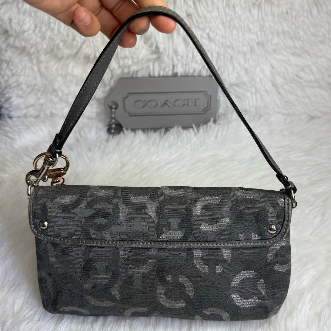 COACH y2k Kristin Op Art Gray & Silver Wristlet Mini Purse