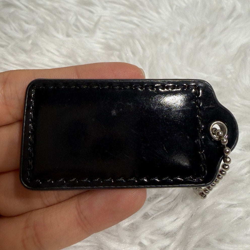 2" COACH Patent Leather Black Fob Bag Charm Hang tag Hangtag