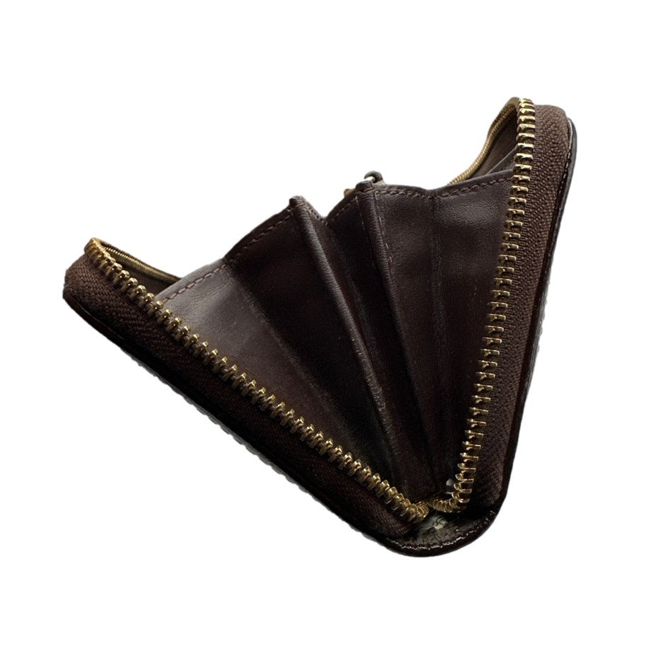 COACH Legacy Signature Brown Coated Canvas Zip Around Wallet