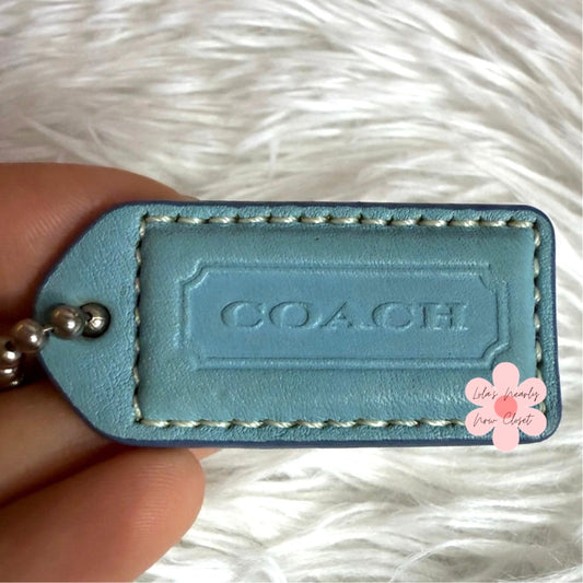 1.5" y2k COACH Blue Tan Fob Bag Charm Hang tag Hangtag