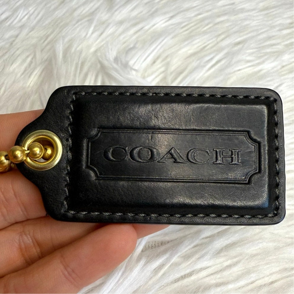 2.5" COACH Black Fob Bag Charm Hang tag Hangtag