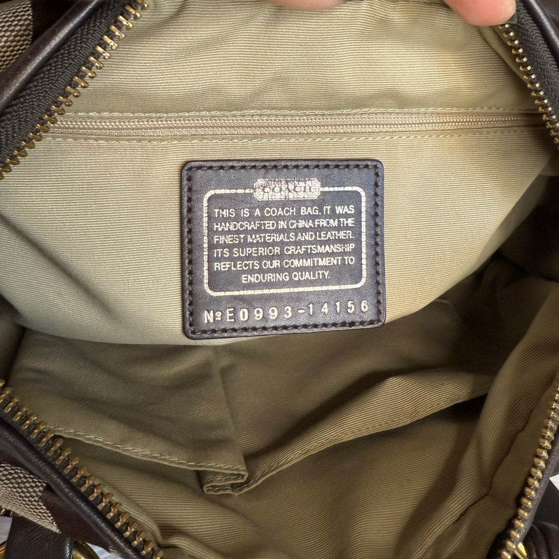 y2k COACH 2009 Brown Signature Canvas Parker Op Art Satchel Shoulder Bag