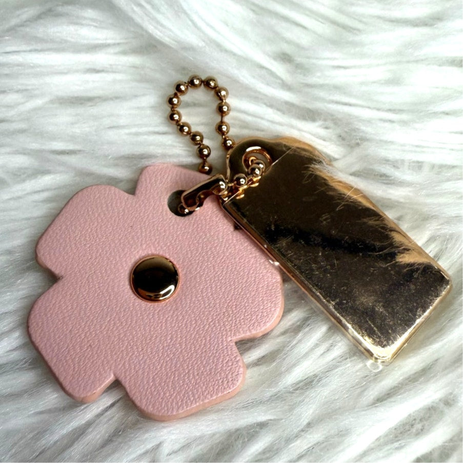 COACH Gold Tea Rose Flower Floral Bag Charm Hang Tag Hangtag