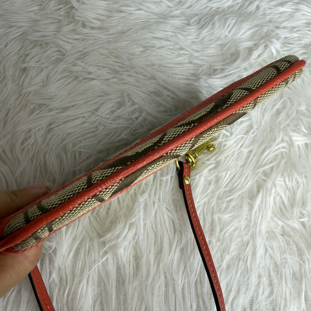 COACH Orange Brown Signature Wristlet