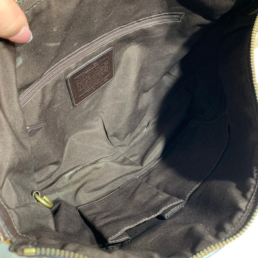 Y2K Coach Signature Jacquard Brown Cream Hobo #12190 shoulder bag