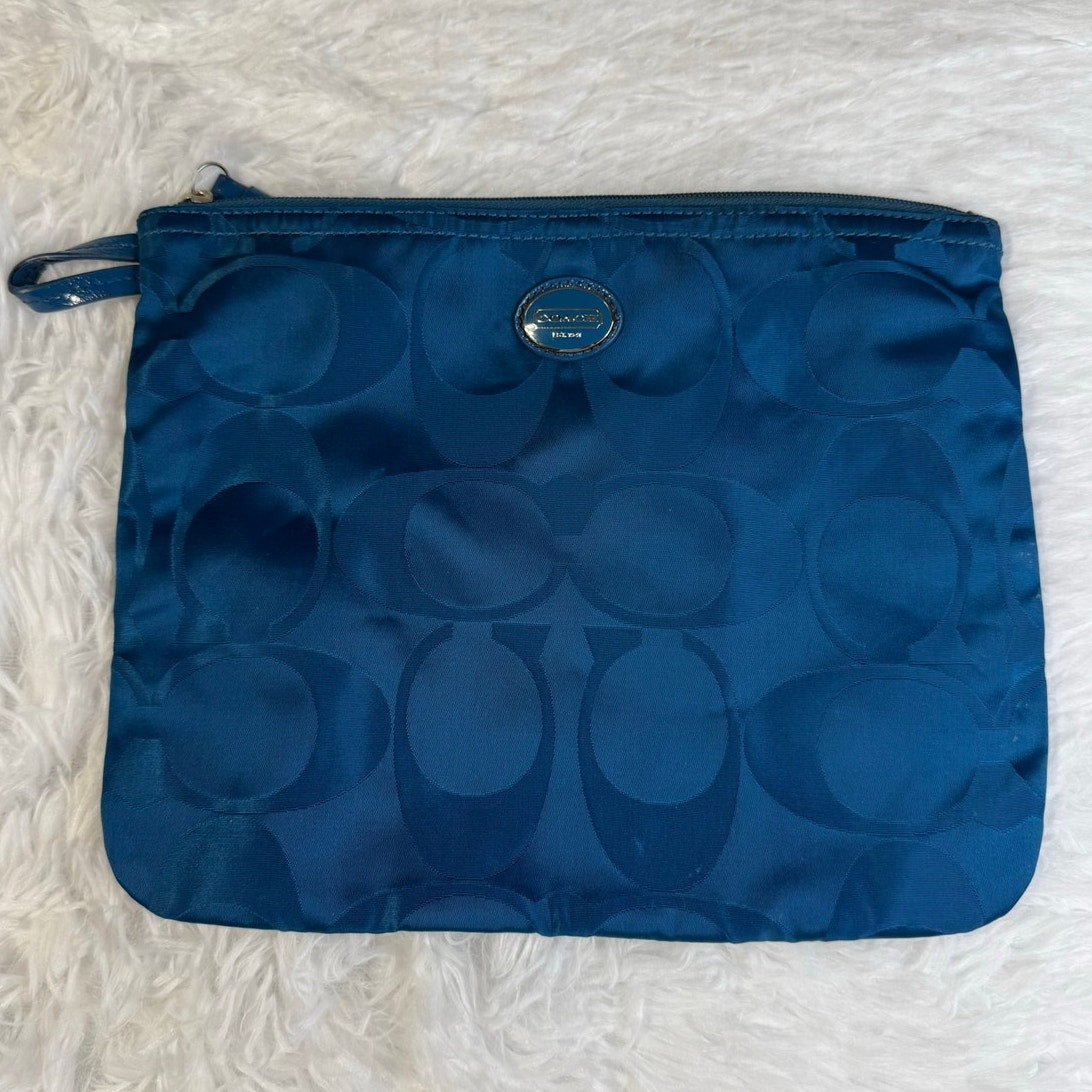 Coach Blue Pouch Make up Cosmetic Case