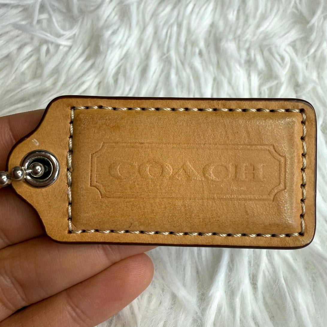 2" COACH Tan Blue Fob Bag Charm Hang tag Hangtag