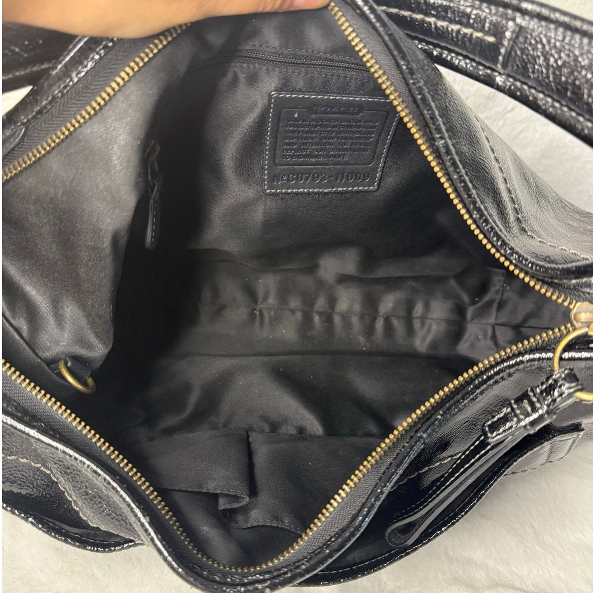 y2k Coach Bag Patent Leather Ergo Turnlock Black Hobo Shoulder Bag