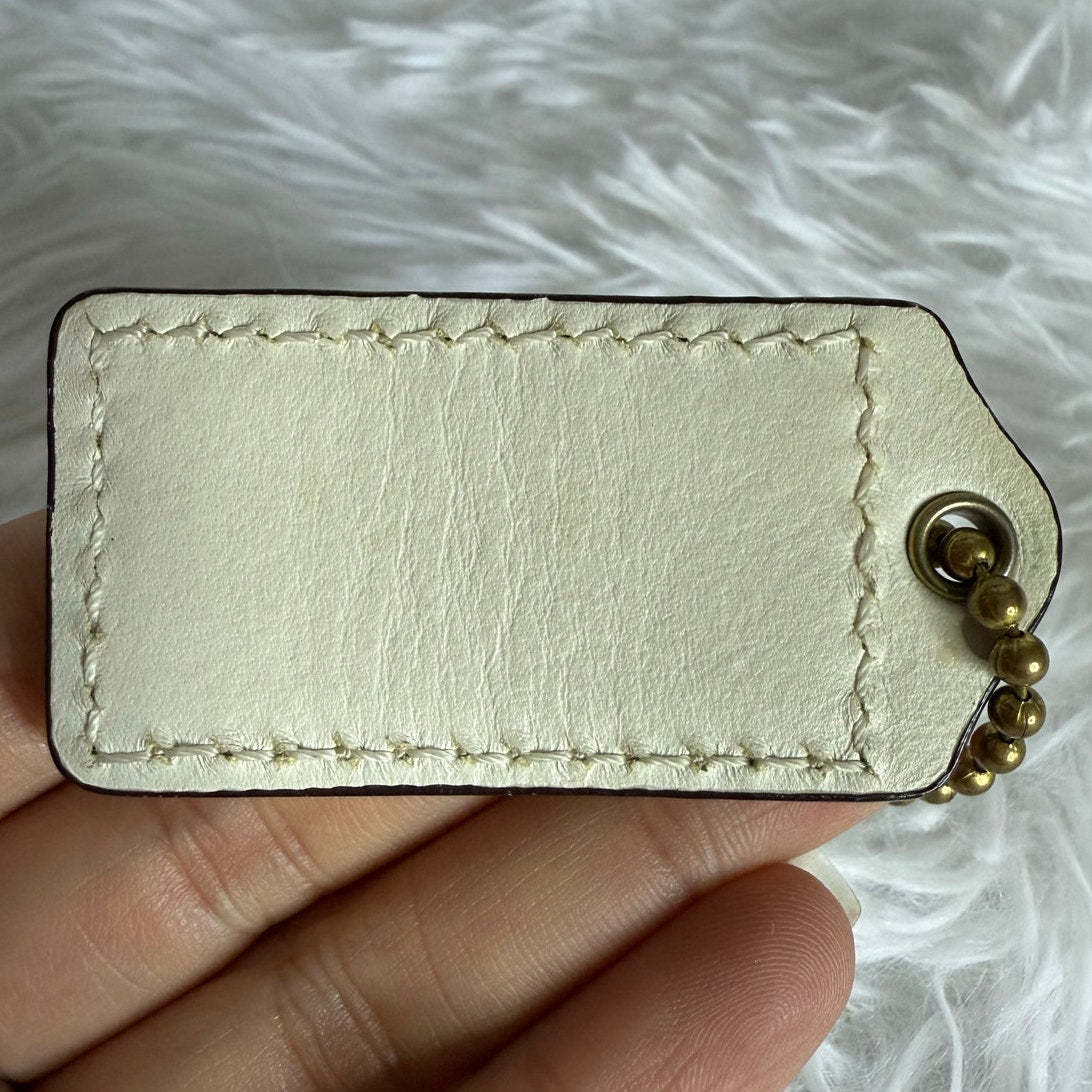 2" COACH White Fob Bag Charm Hang tag Hangtag