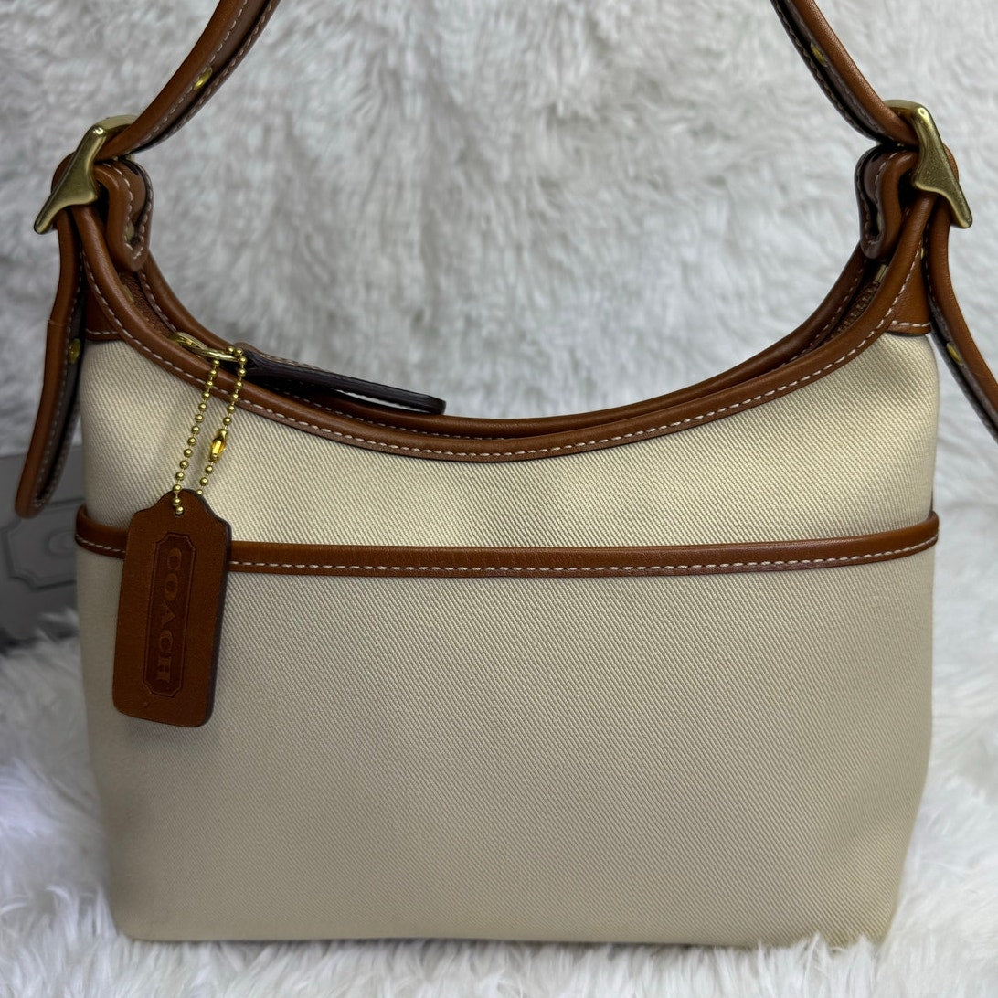 Vintage COACH y2k 2002 9123 Legacy Khaki Leather Canvas Crossbody Shoulder Bag